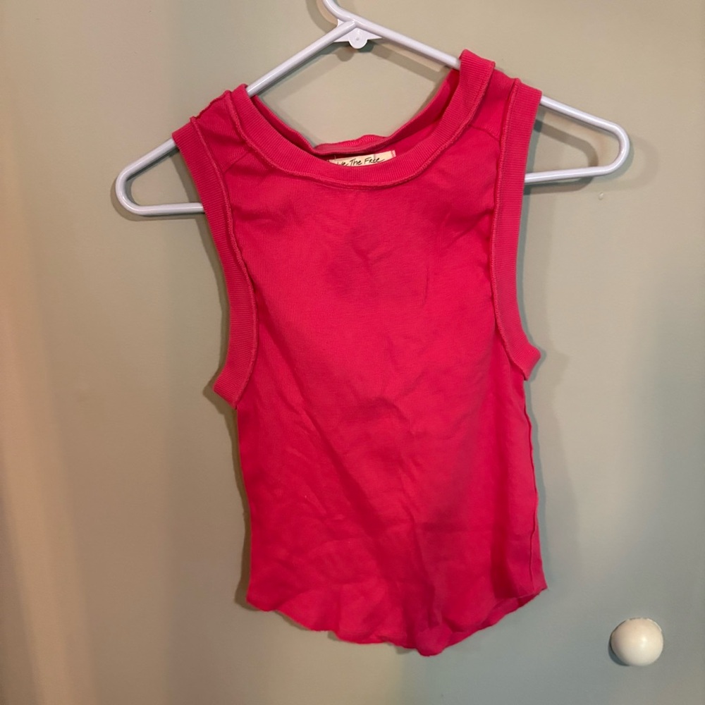 We The Free Pink Cut Out Muscle Tee
